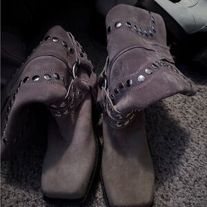 Studded Taupe Ankle Boots